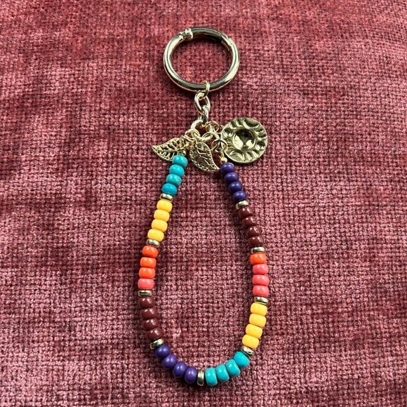 New BEADED Bag Charm Multicolored Gold Tone - Picture 6 of 7